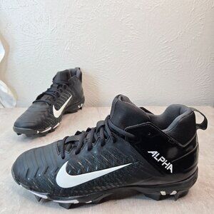 Nike Alpha Football Cleats Shoe Size 12 Black White Lace Up Athletic Sneaker